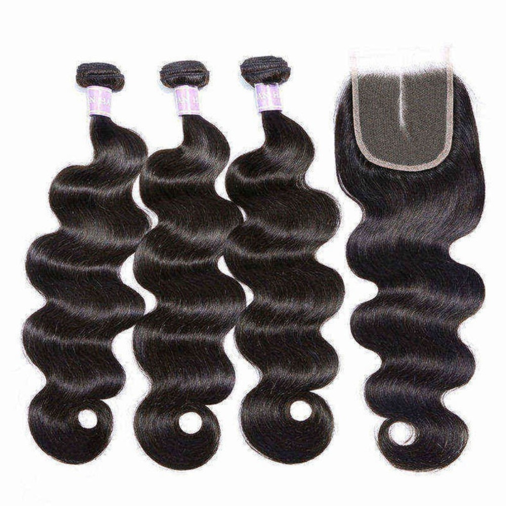 3 Bundles Brazilian Full Body Wave + 4x4 Closure
